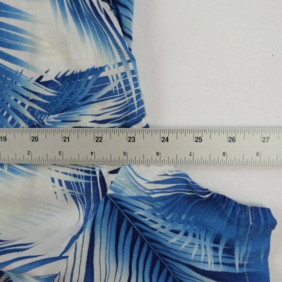 Paradise Found Men's Sz Medium Palm fronds Honolulu Hawaiian Blue Rayon Wood - Picture 4 of 5